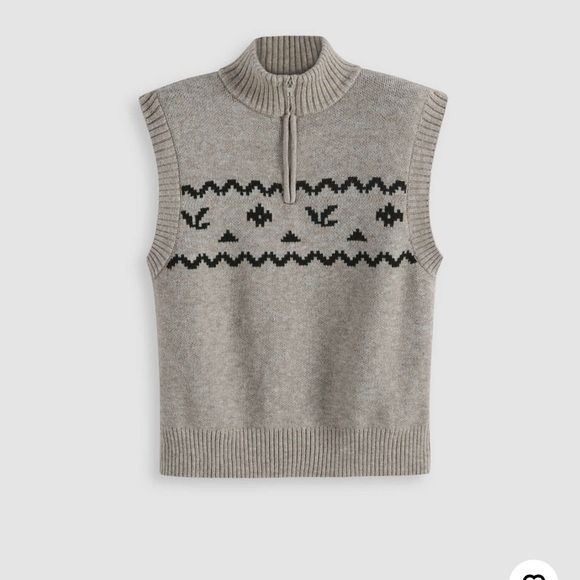 Cider | Mountain and Dragon Knitted Vest | Quarter Zip | Tan/Black | size XL - Picture 1 of 5